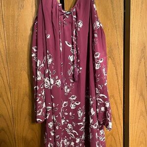 Maurices Plum Dress with Subtle Floral Design